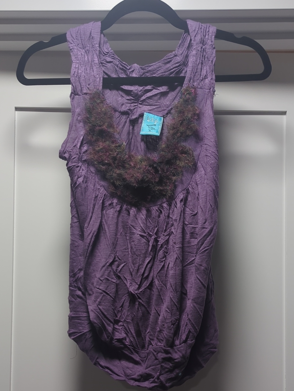 h.i.p. Purple Sleeveless Tank with Faux Fur Bib